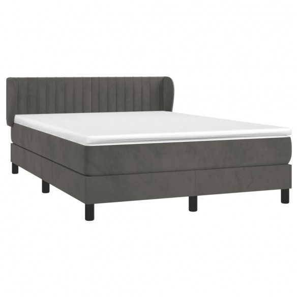 Cadre de lit et matelas Gris foncé 140x200cm Velours