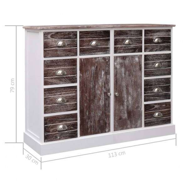 Buffet avec 10 tiroirs Marron 113x30x79 cm Bois