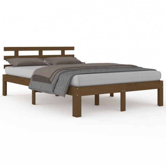 Cadre de lit Marron miel Bois massif 135x190 cm Double