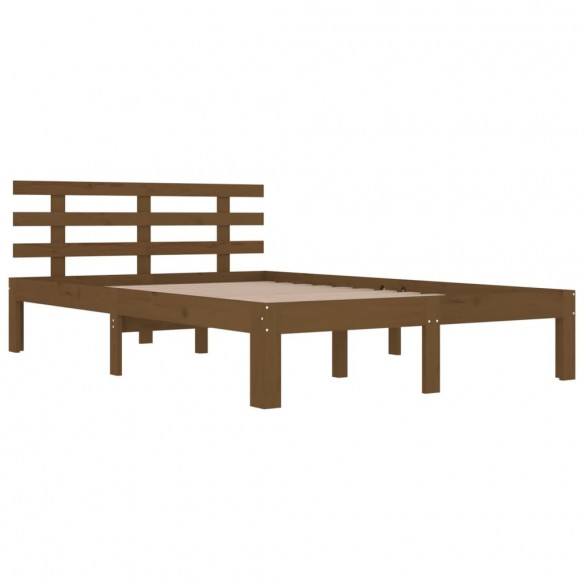 Cadre de lit Marron miel Bois massif 135x190 cm Double