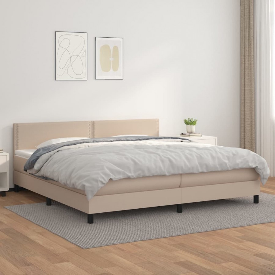 Cadre de lit avec matelas Cappuccino 200x200 cm