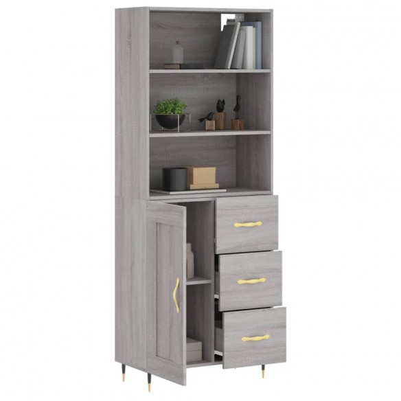 Buffet haut Sonoma gris 69,5x34x180 cm Bois d'ingénierie