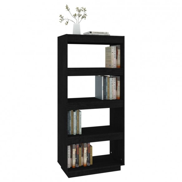 Bibliothèque/Séparateur de pièce Noir 60x35x135 cm Pin massif