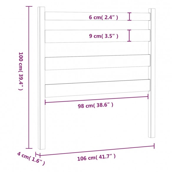 Tête de lit Marron miel 106x4x100 cm Bois massif de pin