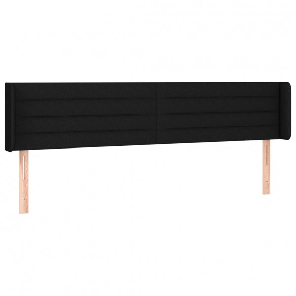 Tête de lit avec oreilles Noir 203x16x78/88 cm Tissu