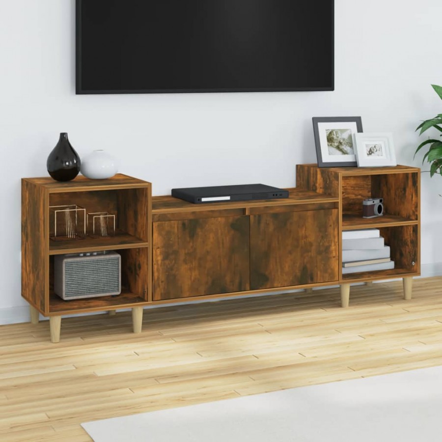 Meuble TV Chêne fumé 160x35x55 cm Bois d'ingénierie