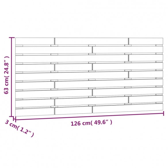 Tête de lit murale Noir 126x3x63 cm Bois massif de pin