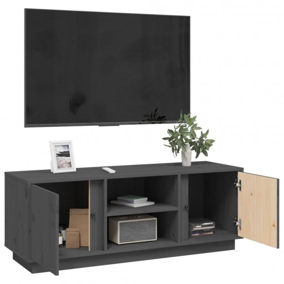 Meuble TV Gris 110x35x40,5 cm Bois de pin massif