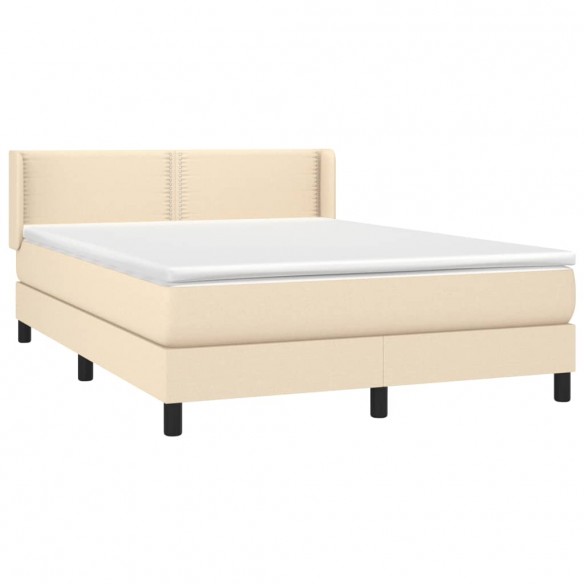 Cadre de lit avec matelas Crème 140x190 cm Tissu