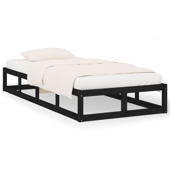 Cadre de lit Noir 75x190 cm Petit simple Bois massif