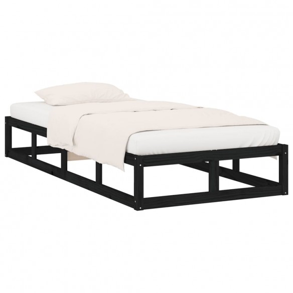 Cadre de lit Noir 75x190 cm Petit simple Bois massif