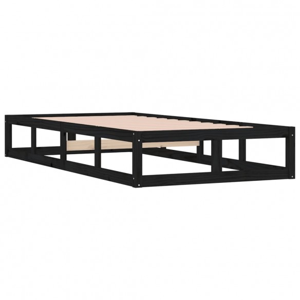 Cadre de lit Noir 75x190 cm Petit simple Bois massif