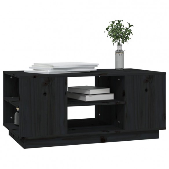 Table basse Noir 90x49x40,5 cm Bois massif de pin