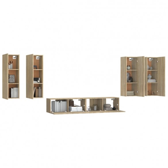 Ensemble de meubles TV 6 pcs Chêne sonoma Bois d'ingénierie