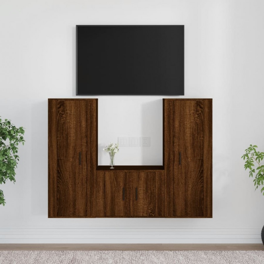 Ensemble de meubles TV 3 pcs Chêne marron Bois d'ingénierie