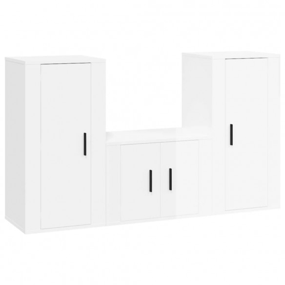 Ensemble de meubles TV 3 pcs Blanc brillant Bois d'ingénierie