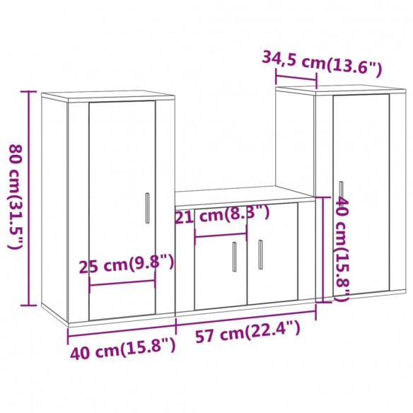 Ensemble de meubles TV 3 pcs Blanc brillant Bois d'ingénierie