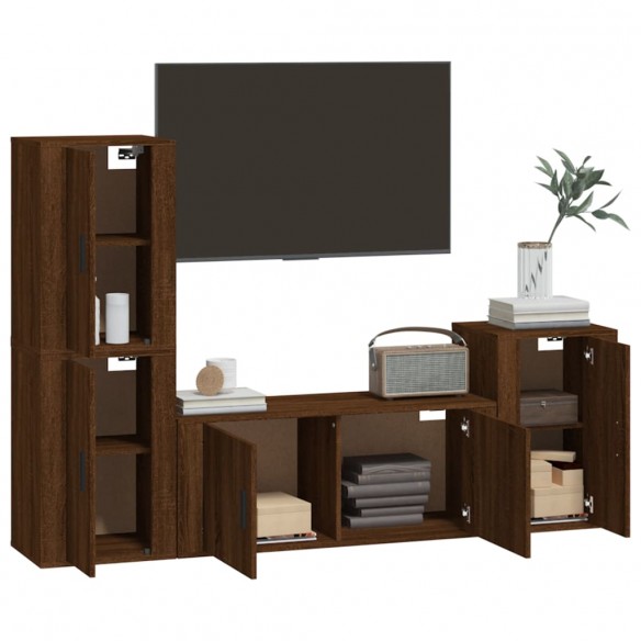 Ensemble de meubles TV 4 pcs Chêne marron Bois d'ingénierie