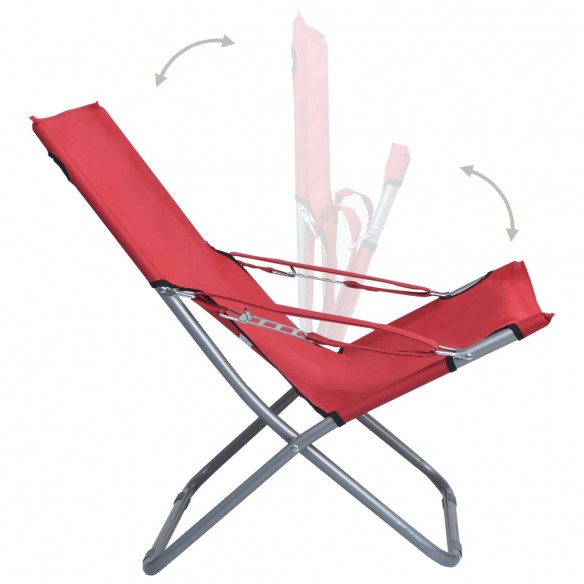 Chaises pliables de plage 2 pcs Tissu Rouge