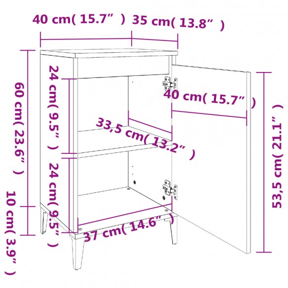 Table de chevet gris béton 40x35x70 cm bois d'ingénierie