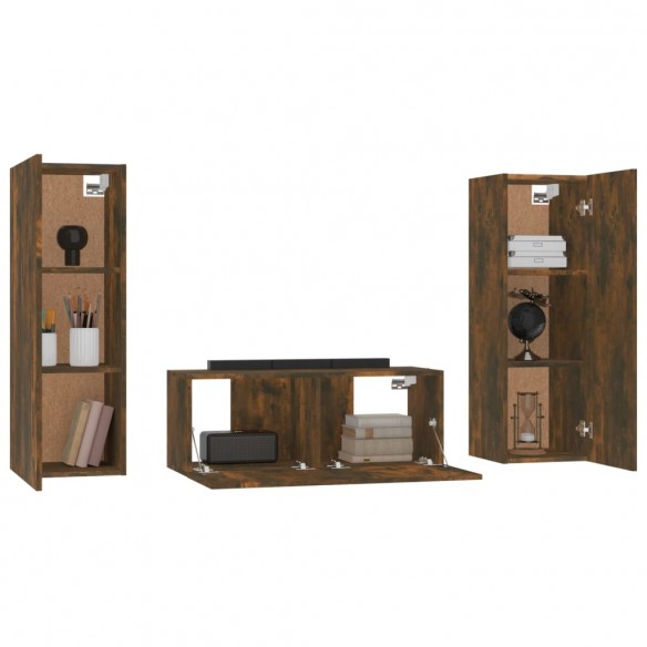 Ensemble de meubles TV 3 pcs Chêne fumé Bois d'ingénierie