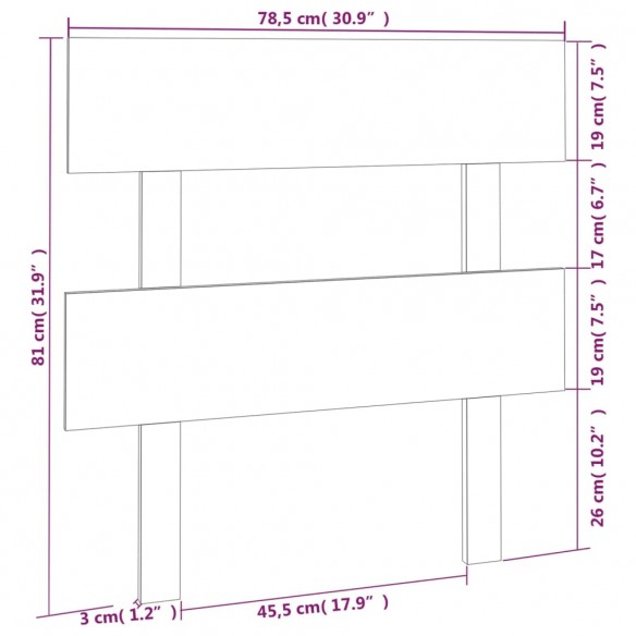 Tête de lit Gris 78,5x3x81 cm Bois massif de pin