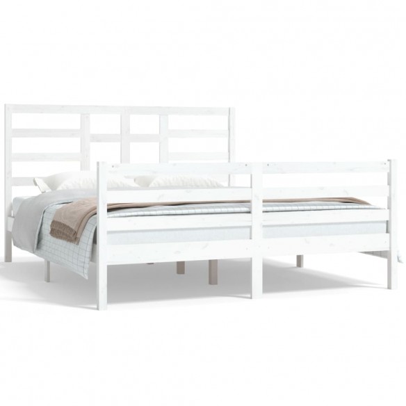 Cadre de lit Blanc Bois massif 160x200 cm