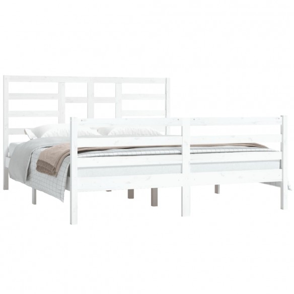 Cadre de lit Blanc Bois massif 160x200 cm