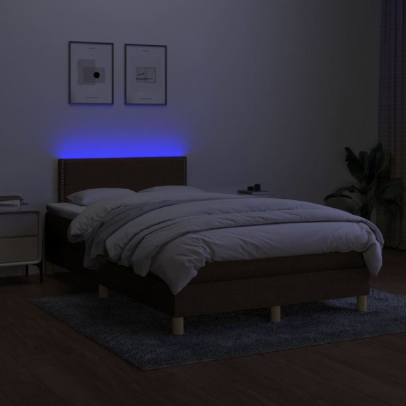 Cadre de lit matelas et LED Marron foncé 120x200 cm