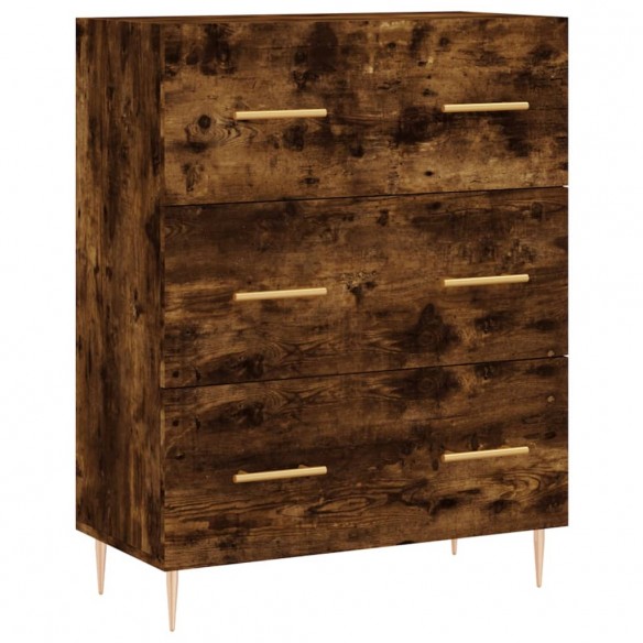 Buffet haut Chêne fumé 69,5x34x180 cm Bois d'ingénierie