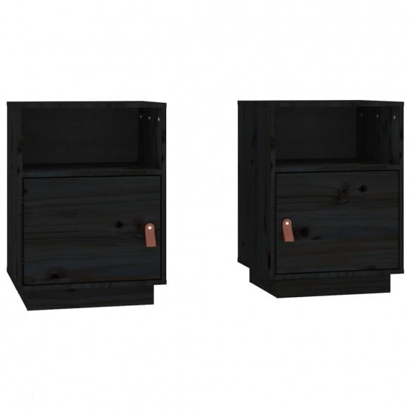 Tables de chevet 2 pcs Noir 40x34x55 cm Bois de pin massif