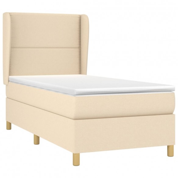 Cadre de lit avec matelas Crème 80x200 cm Tissu