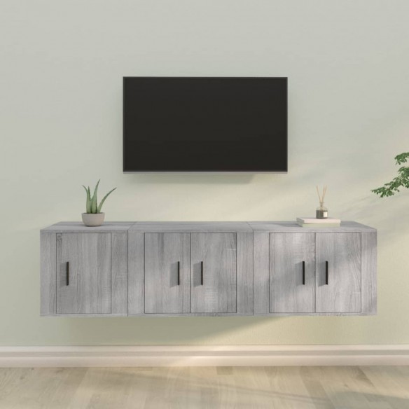 Ensemble de meubles TV 3 pcs Sonoma gris Bois d'ingénierie