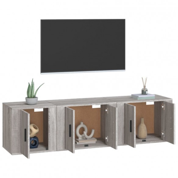 Ensemble de meubles TV 3 pcs Sonoma gris Bois d'ingénierie