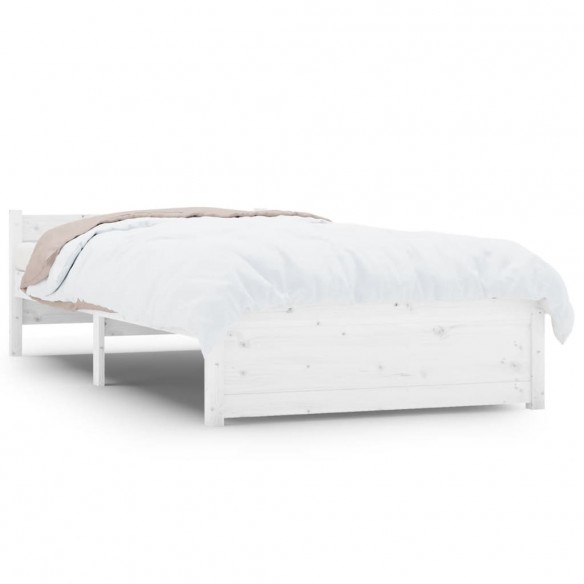 Cadre de lit Blanc Bois massif 75x190 cm Petit simple