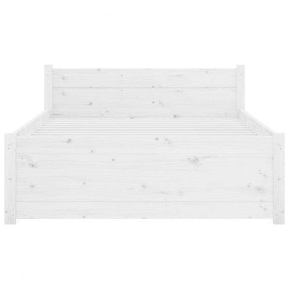 Cadre de lit Blanc Bois massif 75x190 cm Petit simple