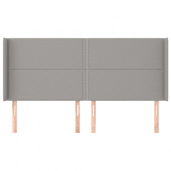 Tête de lit avec oreilles Gris clair 163x16x118/128 cm Tissu