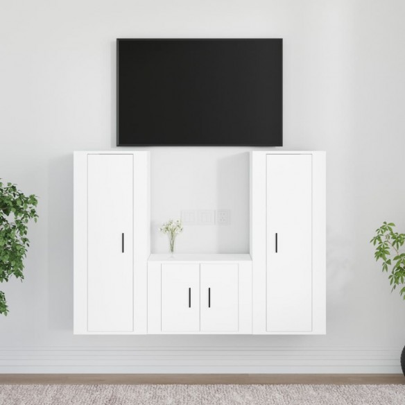 Ensemble de meubles TV 3 pcs Blanc Bois d'ingénierie