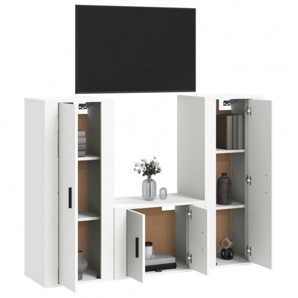 Ensemble de meubles TV 3 pcs Blanc Bois d'ingénierie