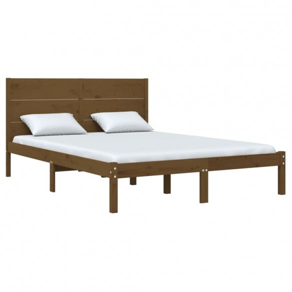 Cadre de lit Marron miel Bois massif 120x190 cm Petit Double