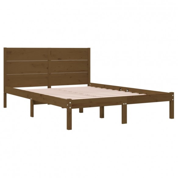 Cadre de lit Marron miel Bois massif 120x190 cm Petit Double