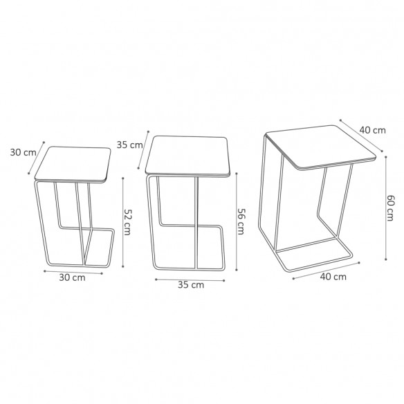 Rousseau Ensemble de tables d'appoint 3 pcs Covera Métal Multicolore