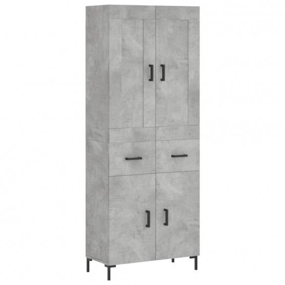 Buffet haut Gris béton 69,5x34x180 cm Bois d'ingénierie