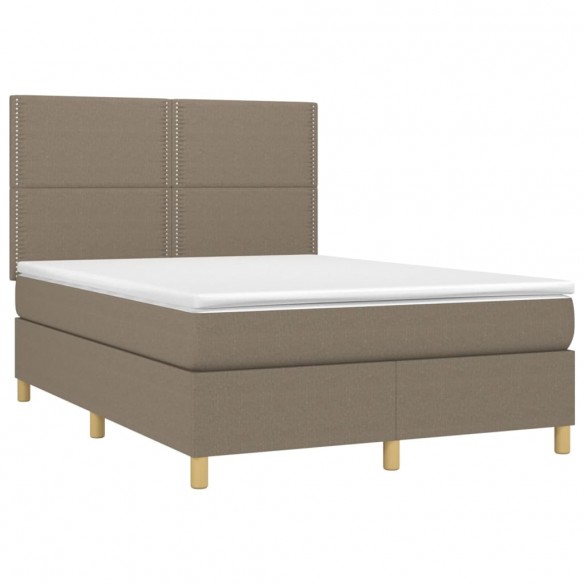 Cadre de lit et matelas et LED Taupe 140x200cm Tissu