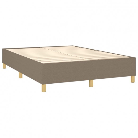 Cadre de lit et matelas et LED Taupe 140x200cm Tissu