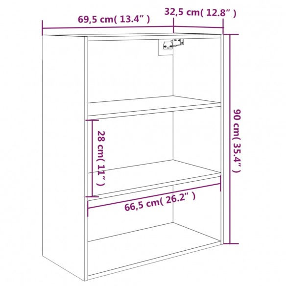 Armoire murale suspendue Chêne fumé 69,5x32,5x90 cm