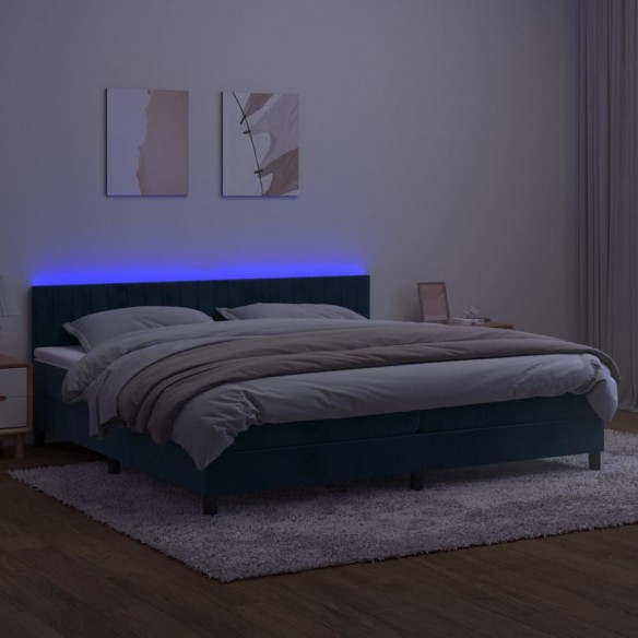 Cadre de lit avec matelas LED Bleu foncé 200x200 cm