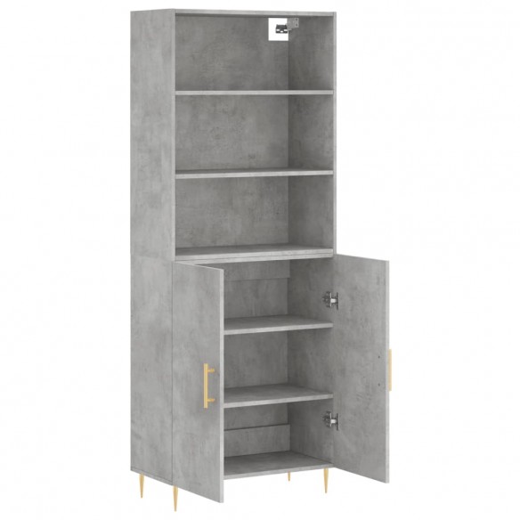 Buffet haut Gris béton 69,5x34x180 cm Bois d'ingénierie