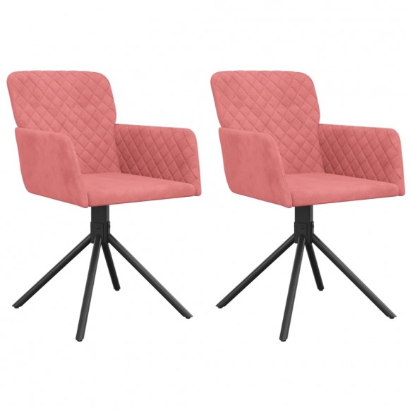 Chaises pivotantes à manger lot de 2 Rose Velours