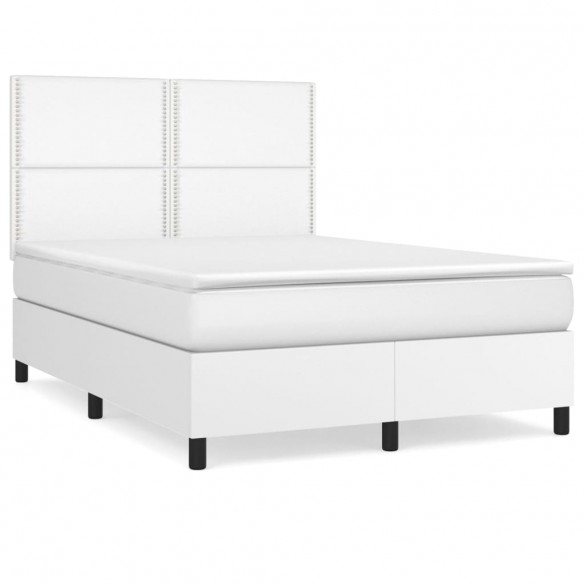 Cadre de lit avec matelas Blanc 140x200cm Similicuir